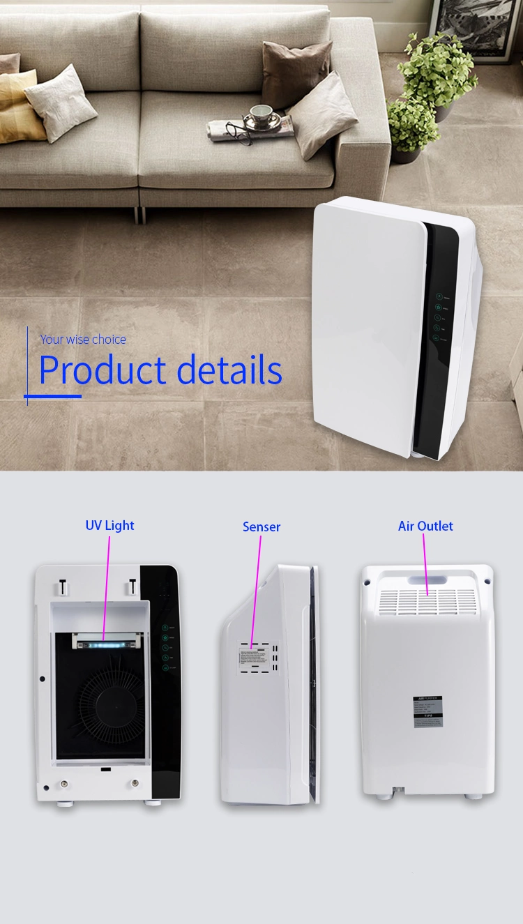 Remote Control Smart UVC Germ Killing Air Purifier for Home HEPA Filter Air Purifier