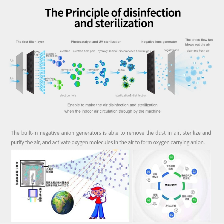 UV Air Purifier Hospital Used Air Disinfection Sterilizer with UVC Lamp Light for Air Purification