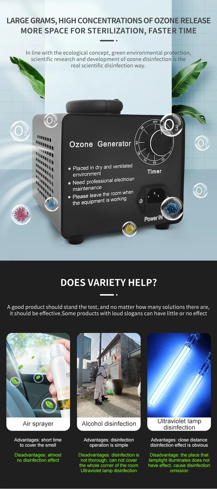 High Quality Portable Ozone Generator Ozonator 220V 110V for Air